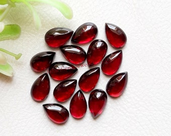 Garnet Pear Cabochon Gemstone 14 Pieces Lot | Size : 8X5 MM | Natural AAA+ Garnet Cabochon Used For Handmade Jewelry