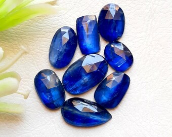 Blue Kyanite 13-13 MM Rosecut Slices 8 Pieces Gemstone Lot For Jewelry Making, AAA+ Natural Blue Kyanite Gemstone With Flat Back - 22791