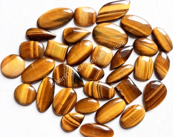 Golden Tiger's eye Cabochon Lot, Wholesale Lot Tiger Eye Cabochon By Weight With Different Shapes And Sizes Used For Jewelry Making