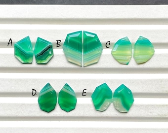 Selected Green Banded Agate Fancy Rose Cut Pairs For Handmade Jewelry, Natural Green Banded Agate Matching Pairs For Earrings - 29203-29207