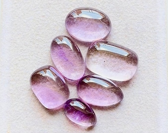 Pink Amethyst Cabochon Loose Gemstone 6 Pieces Lot | Size : 17-12 MM | AAA+ Natural Pink Amethyst Cabochon Lot For Handmade Jewelry - 29122