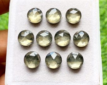Golden Pyrite And Crystal Doublet 10 MM Round Shape Rosecut Gemstone 10 Pieces Lot With Flat Back For Handmade Jewelry Making