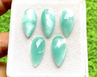 Hemimorphite 10X20 MM Pear Shape Cabochon With Flat Back Gemstone 5 Pieces Lot, AAA+ Natural Hemimorphite Gemstone Used For Jewelry Making