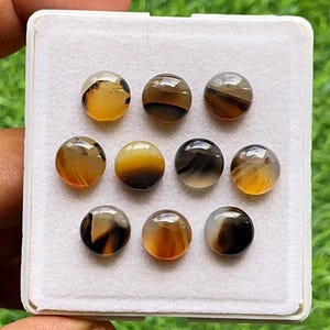Montana Agate Round Cabochon Gemstone 10 Pieces Lot | Size : 10 MM | Natural AAA+ Montana Agate Cabochon Used For Handmade Jewelry