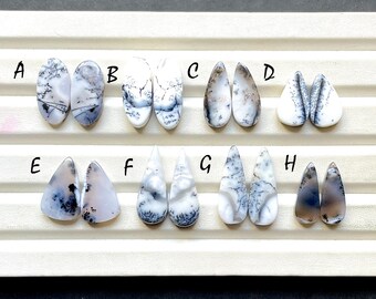 Beautiful Dendritic Opal Pair Cabochon Loose Gemstone For Jewelry Making, Natural Dendritic Opal Matching Pair For Earrings - 32087-32094