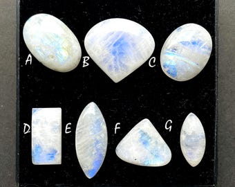 Natural Rainbow Moonstone Cabochon Loose Gemstone For Jewelry Making, AAA+ Natural Rainbow Moonstone For Handmade Jewelry - 27989-27995