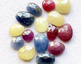 Natural Multi Sapphire Rose Cut Loose Gemstone 15 Pieces Lot | Size : 10-5 MM | Natural Multi Sapphire Rose Cut For Handmade Jewelry - 9730
