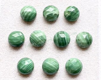 Green Lining Opal Rose Cut 8 MM Round Shape With Flat Back Gemstone 10 Pieces Lot, AAA+ Natural Green Lining Opal Used For Jewelry Making