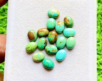 Kingman Turquoise 6X8 MM Calibrated Oval Shape Gemstone 15 Pieces Lot, AAA+ Natural Kingman Turquoise With Flat Back For Handmade Jewelry
