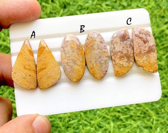 Palm Root Jasper Pair Cabochon Loose Gemstone For Jewelry Making, AAA+ Natural Palm Root Matching Pair Gemstone For Wire Wrap - 37768-37770