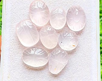 Rose Quartz Hand Carved Cabochon Loose Gemstone For Jewelry Making | Size : 16-12 MM | AAA+ Natural Rose Quartz For Wire Wrap - 24985