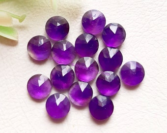 Amethyst Rose Cut Round Flat Back Gemstone 15 Pieces Lot | Size : 6 MM | Natural AAA+ Amethyst Gemstone Used For Jewelry Making
