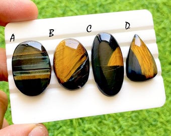 Bio Colour Tiger Eye Cabochon Loose Gemstone For Jewelry Making, AAA+ Natural Tiger's Eye For Handmade Jewelry & Wire Wrap - 38089-38092