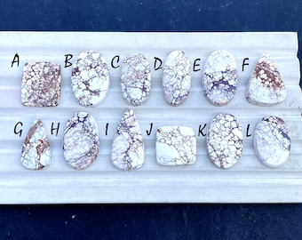 White Magnesite Wild Horse Jasper Cabochon Loose Gemstone, AAA+ Natural Wild Horse Gemstone For Handmade Jewelry And Wire Wrap - 34407-34418