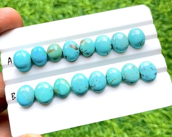 Natural Arizona Turquoise Cabochon Gemstone With Flat Back 8 Pieces Lot For Jewelry Making, Arizona Turquoise Gemstone Lot - 27423-27424