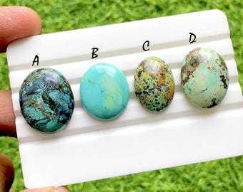 Earth Vein Tibetan Turquoise Cabochon For Wire Wrap, Natural Turquoise Loose Stone, Rustic Matrix Turquoise for Jewelry Making - 37722-37725