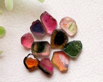 Multi Tourmaline Gemstones Slice 10 Pieces Lot | Size : -7-5 MM | AAA+ Natural Multi Tourmaline For Handmade Jewelry - 12049