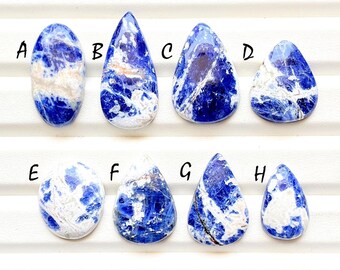 Selected Bio Sodalite Cabochon Loose Gemstone For Jewelry Making , AAA+ Natural Bio Sodalite Cabochon Gemstone For Wire Wrap - 25411-25418