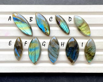 Multi Blue Labradorite Marquise Shape Cabochon Loose Gemstone For Jewelry Making, AAA+ Natural Labradorite For Wire Wrap - 31920-31928