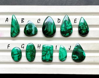 Rare FOREST MALACHITE Cabochon Loose Gemstone For Jewelry Making, AAA+ Natural Forest Malachite Cabochon Gemstone For Wire Wrap -31346-31355