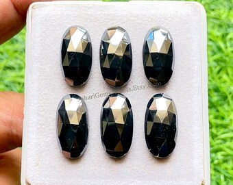 Hematite 10x20 MM Oval Shape Rose Cut With Flat Back Gemstone 6 Pieces Lot For Jewelry, AAA+ Natural Hematite Used For Handmade Jewelry