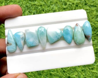 Selected LARIMAR Cabochon Loose Gemstone 8 Pieces Lot For Jewelry Making, Size : 23-18 MM, AAA+ Larimar Cabochon For Handmade Jewelry  30325