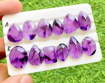 Flawless Trapiche Amethyst Star Cabochon Loose Gemstone 8 Pieces Lot For Handmade Jewelry - Selected Amethyt Lot For Jewelry - 38071-38072