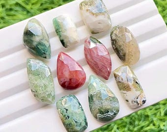Selected Ocean Jasper Rose Cut Loose Gemstone 10 Pieces Lot For Jewelry Making | Size : 21-15 MM | Natural Ocean Jasper Gemstone Lot - 22628