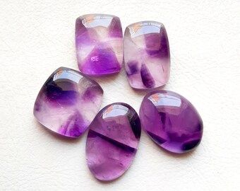 Trapiche Amethyst Star Cabochon Loose Gemstone 5 Pieces Lot | Size 19-15 MM | AAA+ Natural Trapiche Amethyst  For Handmade Jewelry  - 18750