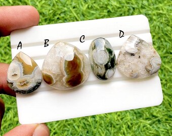 Tidal Bloom Ocean Jasper Cabochon Loose Gemstone For Jewelry Making, AAA+ Natural Ocean Jasper Gemstone For Wire Wrap - 35298-35301