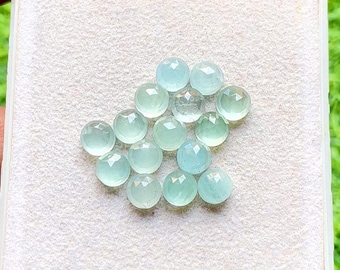 AQUAMARINE 6 MM Round Shape Cabochon With Flat Back Gemstone 15 Pieces Lot, AAA+ Natural Aquamarine Gemstone Used For Jewelry Making