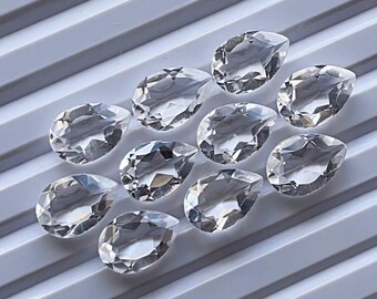 Himalayan Clear Quartz Faceted Pear Shape Gemstone 10 Pieces Lot | Size : 7x10 MM | AAA+ Faceted Clear Quartz Pear Used For Handmade Jewelry