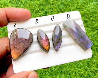 Selected Natural Purple Labradorite Cabochon Loose Gemstone For Jewelry Making, AAA+ Natural Purple Labradorite For Wire Wrap - 35534-35537