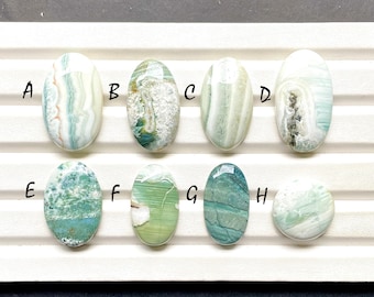 Green Lining Opal Cabochon Loose Gemstone For Jewelry Making, AAA+ Natural Green Lining Opal Cabochon For Wire Wrap - 28342-28348