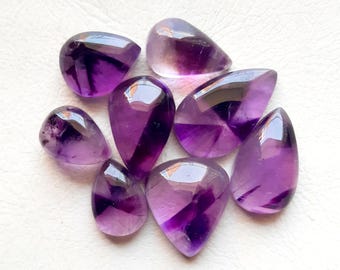 Trapiche Amethyst Star Cabochon Loose Gemstone 8 Pieces Lot | Size 19-11 MM | AAA+ Natural Trapiche Amethyst  For Handmade Jewelry  - 18747