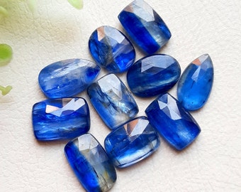 Selected Blue Kyanite 12-10 MM  Rosecut Gemstone 10 Pieces Lot, Natural Blue Kyanite Gemstone With Flat Back For Jewelry Making 9511