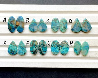 NEW Shattuckite Pair Cabochon Loose Gemstone For Jewelry Making, AAA+ Natural Shattuckite Matching Pair Cabochon For Earrings - 29150-29157