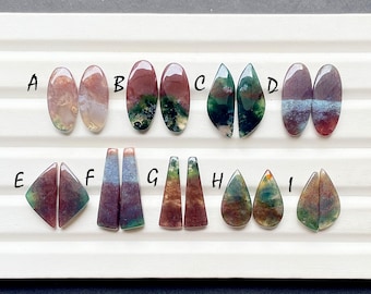 RARE BLOOD Moss Agate Pair Cabochon Loose Gemstone For Jewelry Making, AAA+ Natural Blood Moss Agate Matching Pair For Earrings -27575-27583