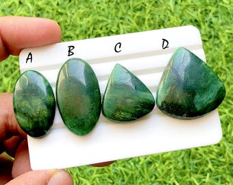Emerald Forest Jade Cabochon For Wire Wrap, Natural Green Jade Cabochons,  Jewelry Making Gemstones, Designer Jade Set - 35780-35783
