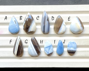 Banded Blue Owyhee Opal Cabochon Loose Gemstone For Jewelry Making, Natural Blue Owyhee Opal Gemstone For Handmade Jewelry - 31973-31982