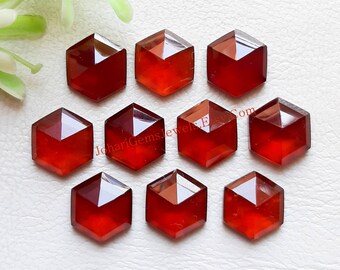 HESSONITE GARNET Step Cut Gemstone 10 Pieces Lot | Size : 10 MM | Natural Hessonite Garnet Flat Back Gemstone For Handmade Jewelry
