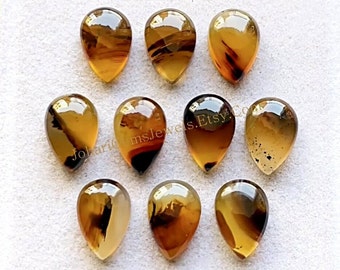 Montana Agate Calibrated Pear Shape Cabochon With Flat Back 10 Pieces Lot | Size : 8X12 MM | AAA+ Montana Agate Used For Jewelry Making