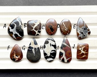 Black Septarian Cabochon Loose Gemstone For Jewelry Making, AAA+ Natural Black Septarian For Handmade Jewelry And Wire Wrap - 27955-27964