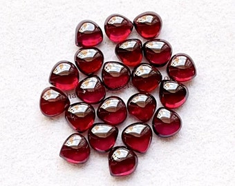 Garnet Calibrated 6 MM Heart Shape Cabochon With Flat Back 15 Pieces Gemstone Lot, AAA+ Natural Garnet Used For Jewelry Making