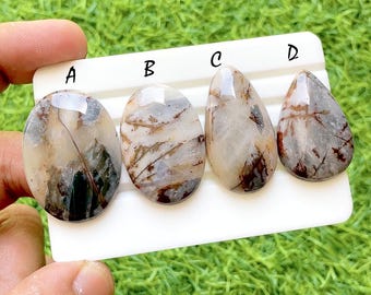 Mystic Landscape Dendritic Agate Cabochon For Wire Wrap, AAA+ Natural Designer Loose Gemstones Cabochon For Jewelry Making - 37419-37422