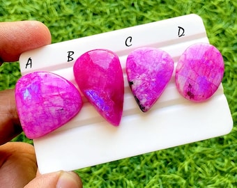 Hot Pink Dyed Moonstone Loose Cabochon For Wire Wrap, Smooth Polished Moonstone Gemstone, Vibrant Pink Jewelry Making Stones - 37856-37859