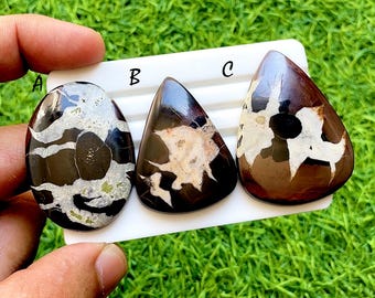 Natural Septarian Jasper Cabochon For Wire Wrap, Natural Dragon Brown Septarian Fossil Stone For Handmade Jewelry Making - 36484-36486