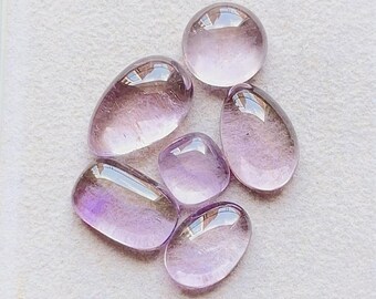 Pink Amethyst Cabochon Loose Gemstone 6 Pieces Lot | Size : 17-9 MM | AAA+ Natural Pink Amethyst Cabochon Lot For Handmade Jewelry - 29127