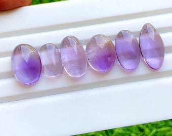 Pink Amethyst Cabochon Loose Gemstone 6 Pieces Lot | Size : 20-15 MM | AAA+ Natural Pink Amethyst Cabochon Lot For Handmade Jewelry - 34688