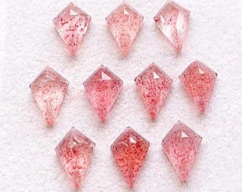 Pink Strawberry Quartz 8X12 MM Kite Shape Step Cut With Flat Back 10 Pieces Gemstone Lot For Handmade Jewelry Making, Natural Gemstone Kite